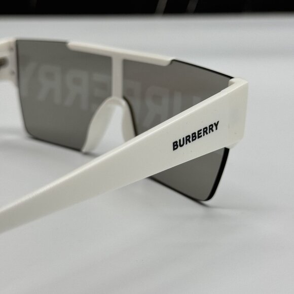 NEW BURBERRY WHITE UNISEX SHIELD SUNGLASSES BURBERRY - Picture 9 of 12